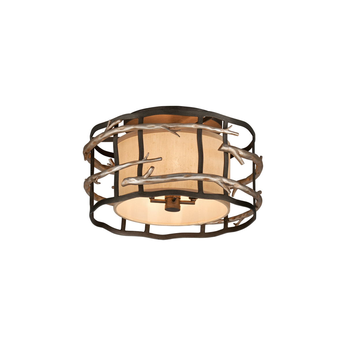 Camilla 4 Light 18 inch Graphite And Silver Leaf Flush Mount Ceiling Light